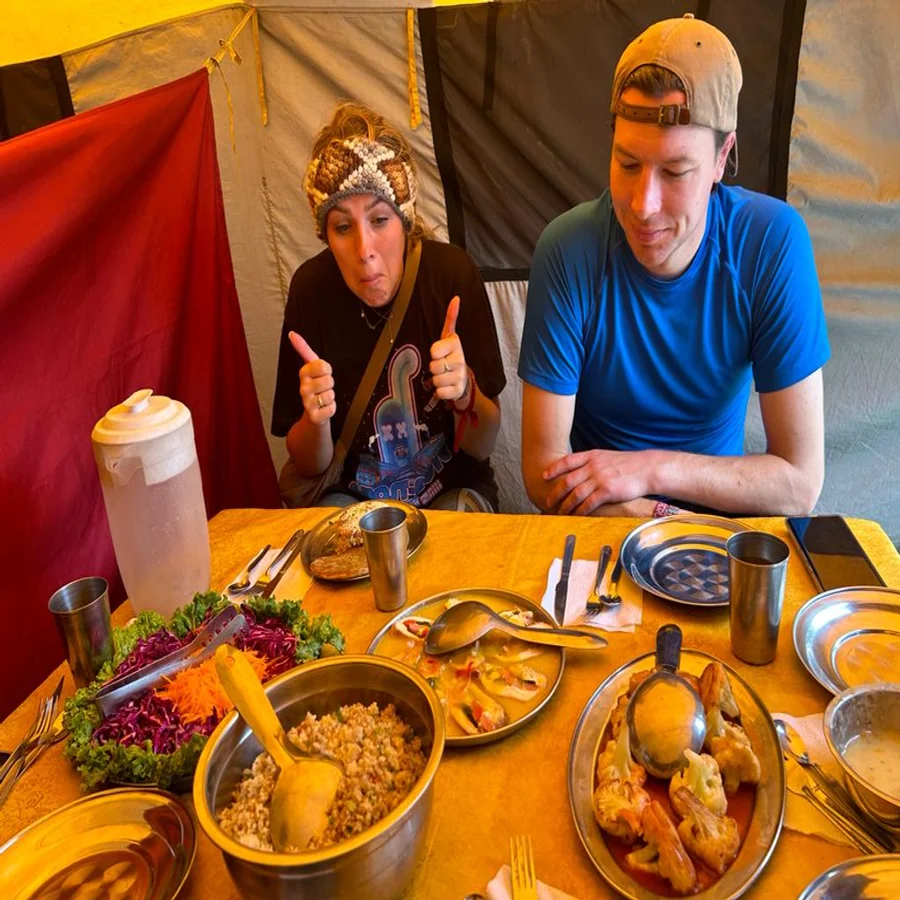 Lunch served at the Inca Trail camp, enjoying the meal during the hike to Machu Picchu | Inca Culture Travel